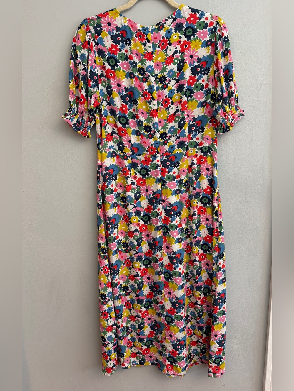 Boden Corinne Midi Dress Floral Puff Sleeve Multi Color, Size 6 - Picture 6 of 7